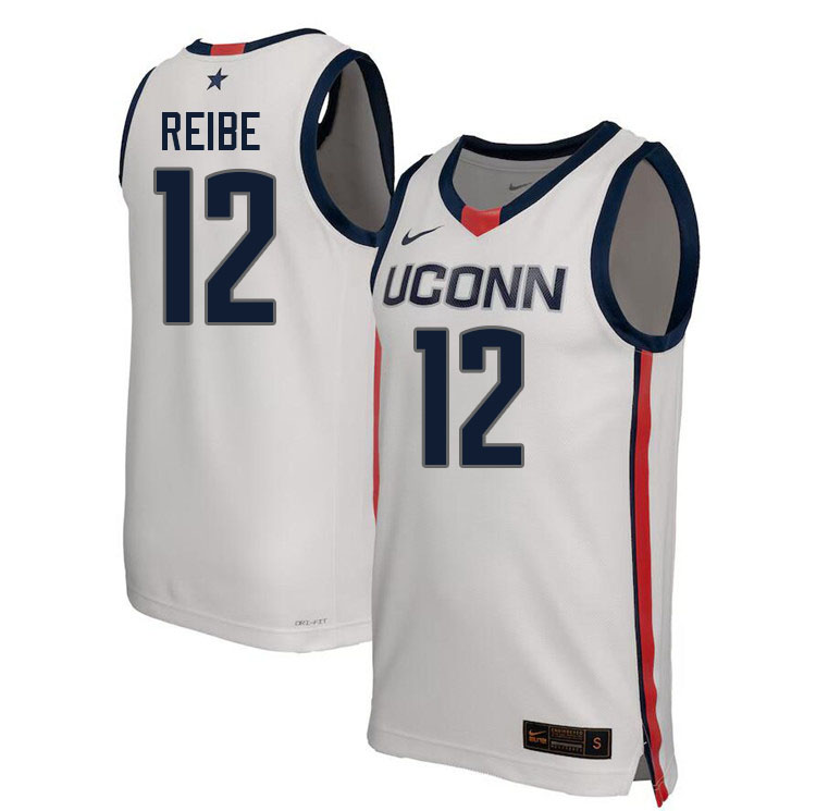 Uconn Huskies #12 Eric Reibe College Basketball Jersey Stitched-Alternater White